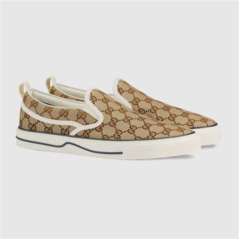 gucci gg lion slip on shoes|Gucci tennis 1977 canvas sneakers.